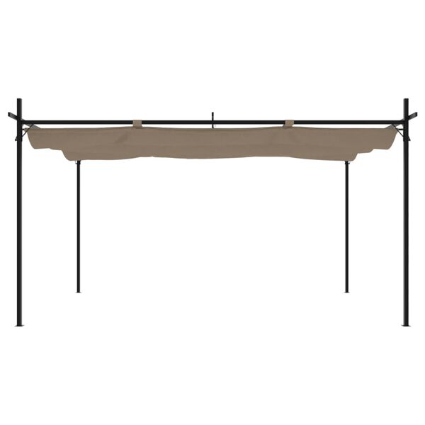 vidaXL Pergola cu acoperiș retractabil, gri taupe, 395x292x230 cm