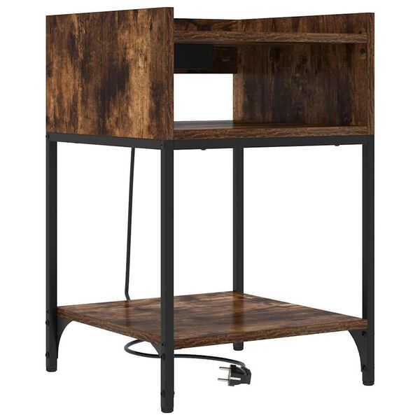 vidaXL Dulap de noapte Stejar fumuriu 40 x 40 x 61 cm Lemn compozit