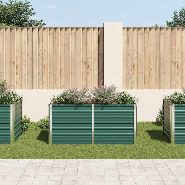 vidaXL Strat înălțat de grădină, verde, 160x80x77 cm, oțel galvanizat