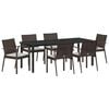 vidaXL Set de masă pentru grădină 7 pcs Maro și negru Ratan PE
