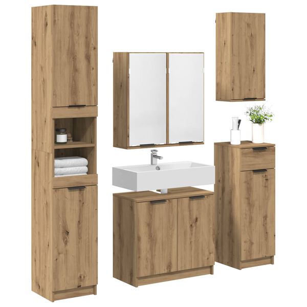 vidaXL Set de mobilier pentru baie cu sertar 5 pcs Stejar Artizanal
