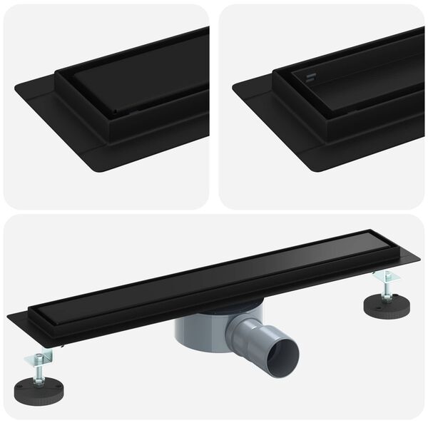 vidaXL Scurgere de duș 2 &icirc;n 1 cu sifon 360&deg; Negru 50 cm