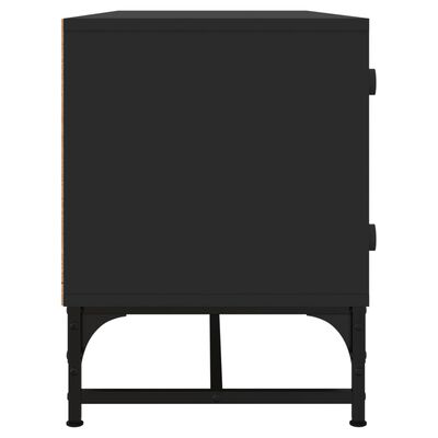 vidaXL Comodă TV cu uși din sticlă, negru, 102x37x50 cm