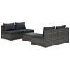vidaXL Set mobilier de grădină cu perne, 5 piese, gri, poliratan