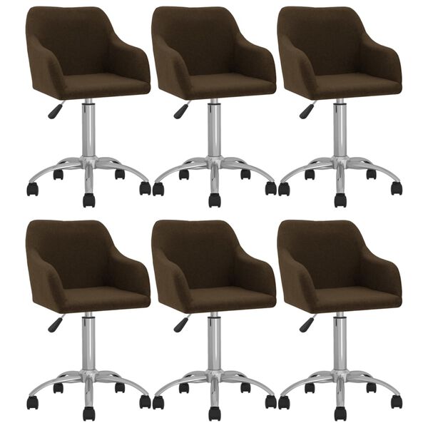 vidaXL Scaune de masă pivotante, 6 buc., maro, material textil