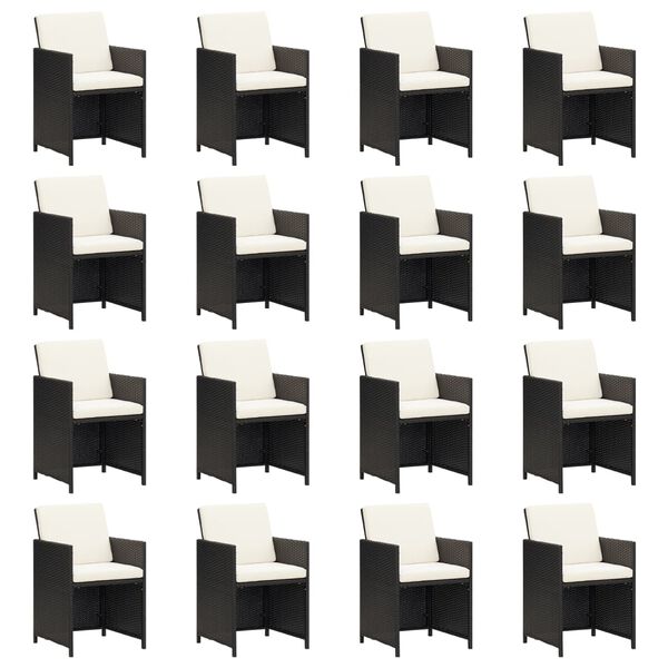 vidaXL Set mobilier de grădină cu perne, 17 piese, negru, poliratan