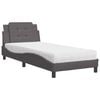vidaXL Pat cu saltea, Zadar, gri, 90x190 cm, piele ecologică