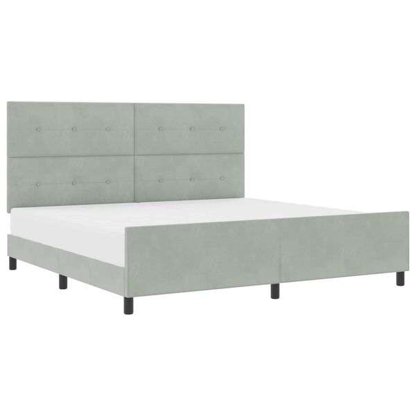 vidaXL Pat cu arcuri cu headboard Gri deschis 200 x 200 cm Catifea