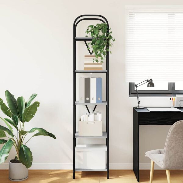 vidaXL Raft pentru cărți Gri Sonoma 40 x 30 x 183 cm Lemn compozit