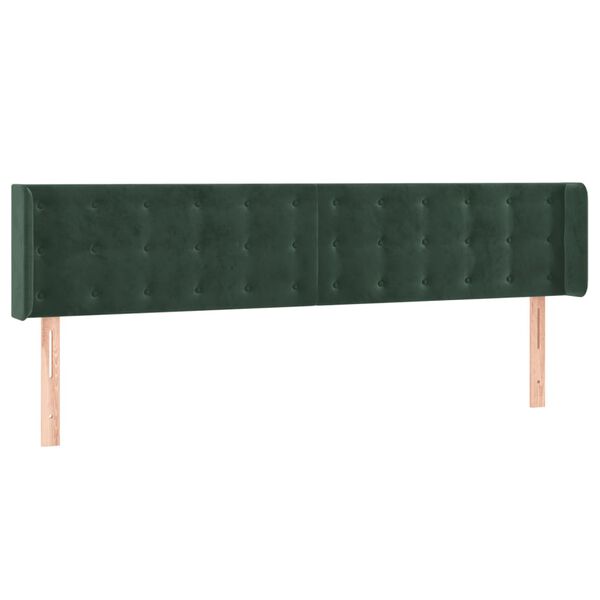 vidaXL Tăblie de pat cu LED, verde &icirc;nchis, 183x16x78/88 cm, catifea