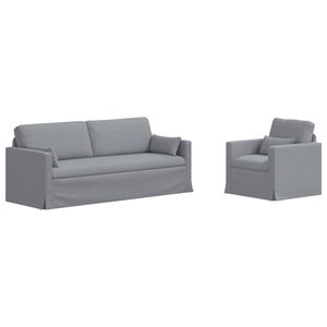 vidaXL Set de canapea 2 buc. Gri deschis țesătură