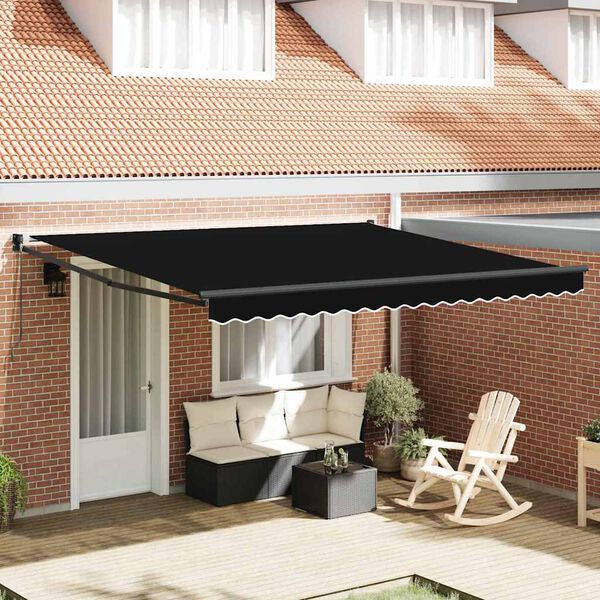 vidaXL Cortina Retractabilă Negru 400 &times; 300 cm Poliester și Aluminiu
