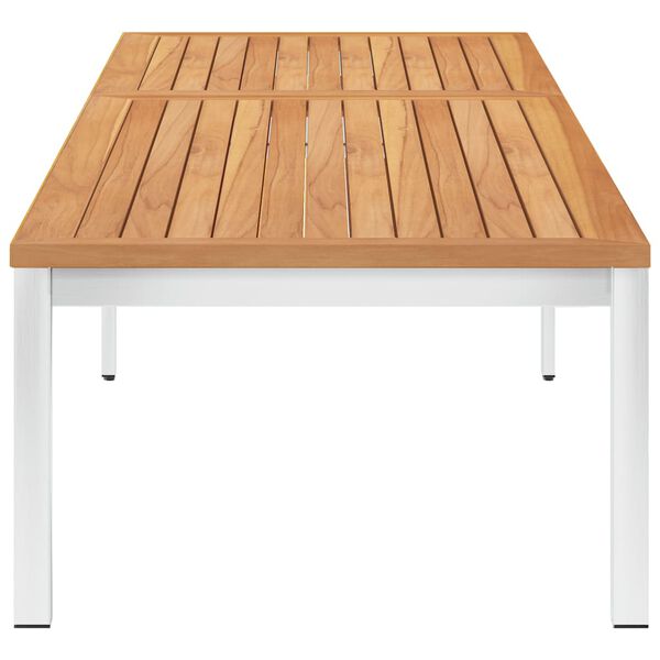 vidaXL Șezlong cu pernă, lemn masiv de tec și oțel inoxidabil