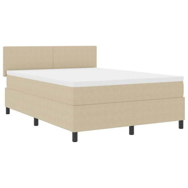 vidaXL Pat cu arcuri cu headboard Gri deschis și alb. 160 x 200 cm