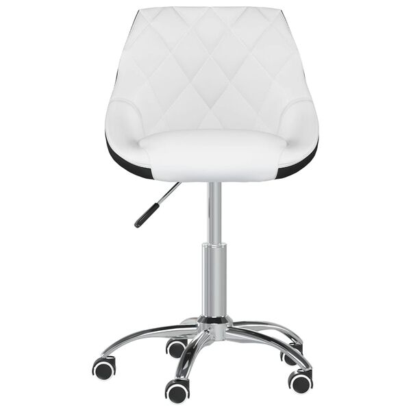 vidaXL Scaun de bucătărie pivotant, alb și negru, piele ecologică