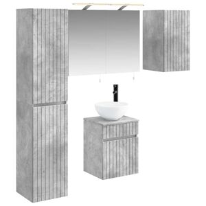 vidaXL Set dulap baie 5 buc. Gri Beton Lemn prelucrat