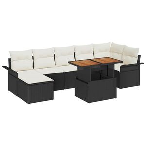 vidaXL Set de canapele pentru grădină 8 pcs Negru Rattan poli