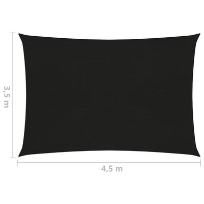 vidaXL Pânză parasolar, negru, 3,5x4,5 m, HDPE, 160 g/m²