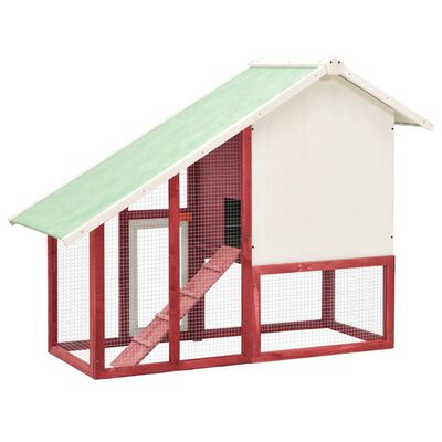 vidaXL Cușcă iepuri, roșu/alb,140 x 63 x 120 cm, lemn masiv de brad