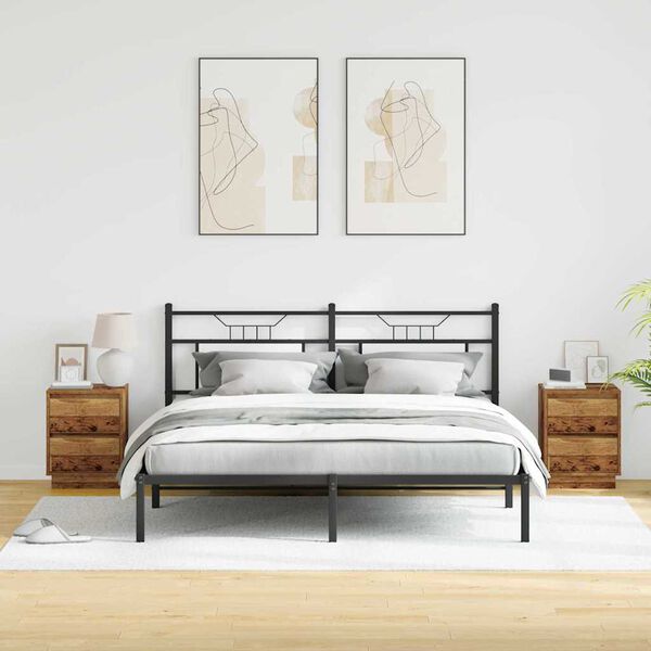 vidaXL Dulap de noapte cu sertar 2 pcs Lemn vechi 39 x 34,5 x 50 cm