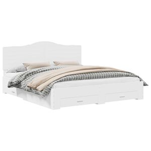 vidaXL Cadru de pat cu headboard Alb 180 x 200 cm Lemn compozit