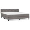 vidaXL Pat continental cu saltea, gri &icirc;nchis, 160x200 cm, țesătură