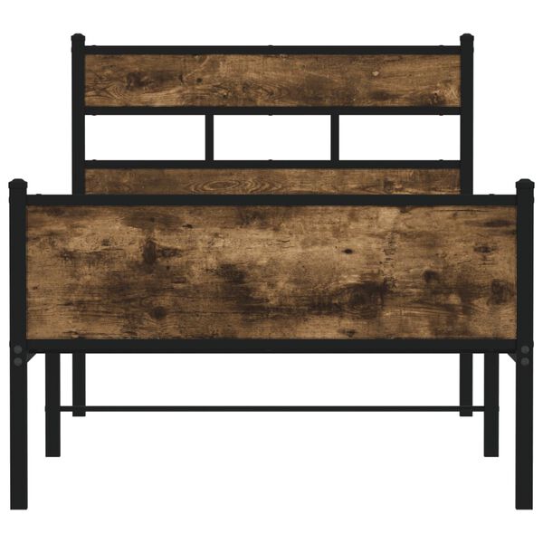vidaXL Cadru pat fără saltea, stejar fumuriu 80x200 cm lemn prelucrat