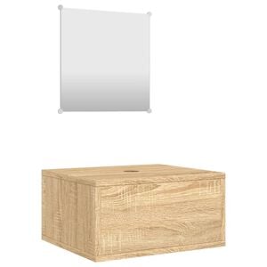 vidaXL Set mobilier de baie 2 piese, lemn prelucrat stejar