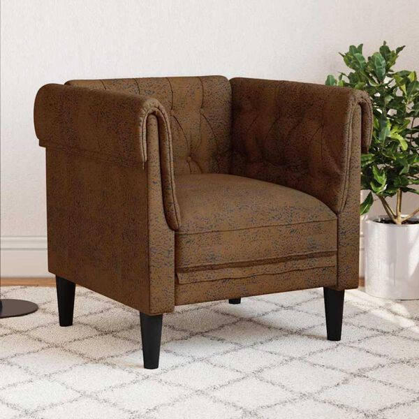 vidaXL Scaun canapea Chesterfield cu pernă Maro 78.5 x 74.5 x 74.5 cm