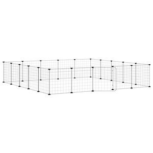 vidaXL Cușcă animale de companie cu ușă 20 panouri negru 175x175x35 cm oțel