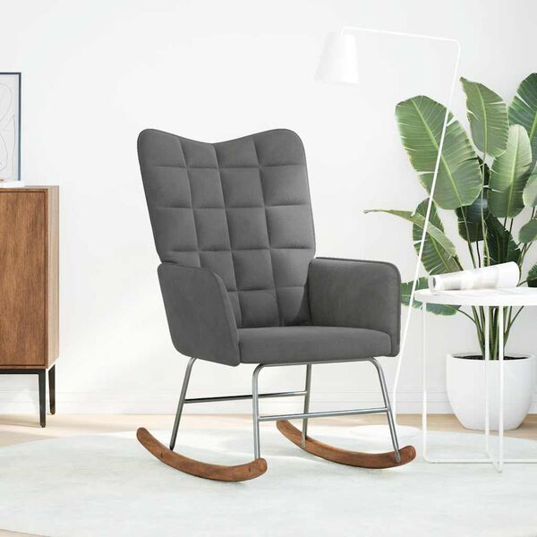 vidaXL Scaun balansoar, gri &icirc;nchis, catifea