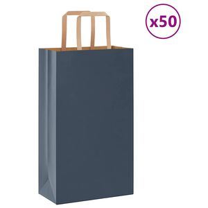 vidaXL Saci de h&acirc;rtie 50 buc cu m&acirc;nere Albastru 21x11x36 cm