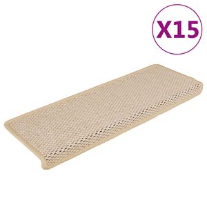 vidaXL Covorașe scări autoadezive, 15 buc., Berber, 65x21x4 cm, sisal