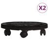 vidaXL Cărucioare de plante cu roți 2 buc. negru diametru 30 cm 170 kg