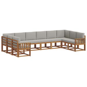 vidaXL Set de canapele de exterior 10 pcs Gri natural și deschis