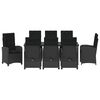 vidaXL Set de masă pentru grădină cu pernă 9 pcs Negru poliratan