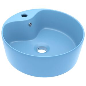 vidaXL Chiuvetă de lux cu preaplin, bleu mat, 36x13 cm, ceramică