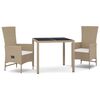 vidaXL Set mobilier de grădină cu perne, 3 piese, bej, poliratan
