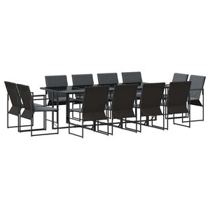 vidaXL Set de masă pentru grădină 13 pcs Negru Oțel