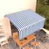 vidaXL Copertină retractabilă automat cu stor, albastru & alb, 4x3 m
