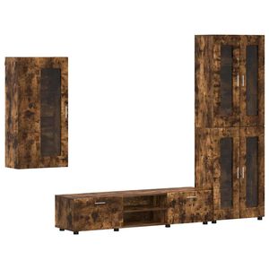 vidaXL Set comodă TV cu raft FLORIN 3 pcs Stejar fumuriu Lemn compozit