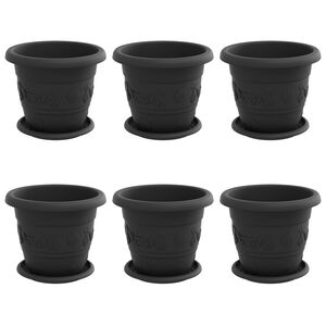 vidaXL Ghivece pentru plante 6 pcs Negru &Oslash; 26 x 21.5 cm Plastic