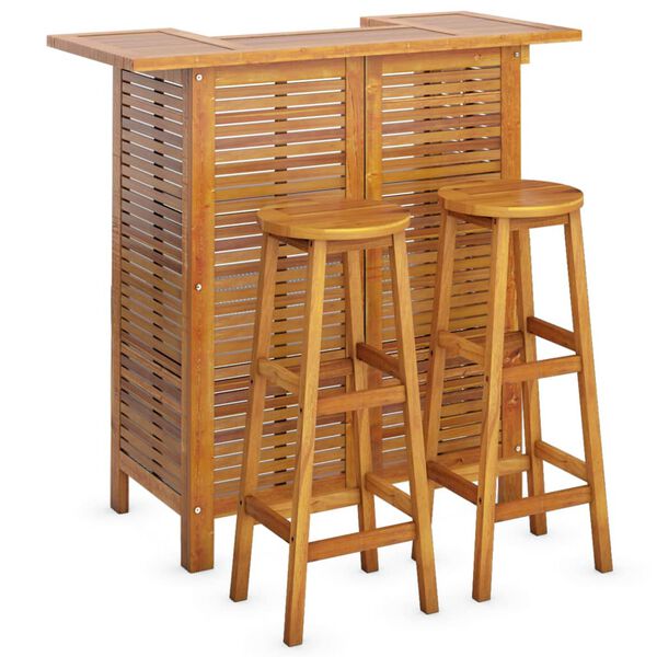 vidaXL Set mobilier de bar de grădină, 3 piese, lemn masiv de acacia