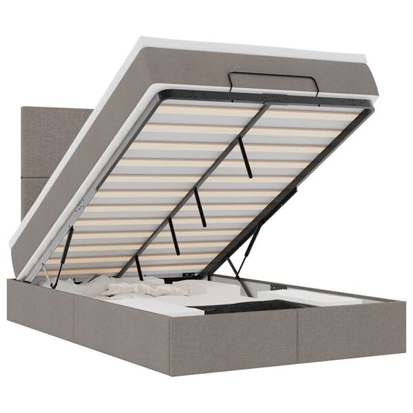 vidaXL Cadru de pat otoman cu saltea Taupe 120x200cm Material