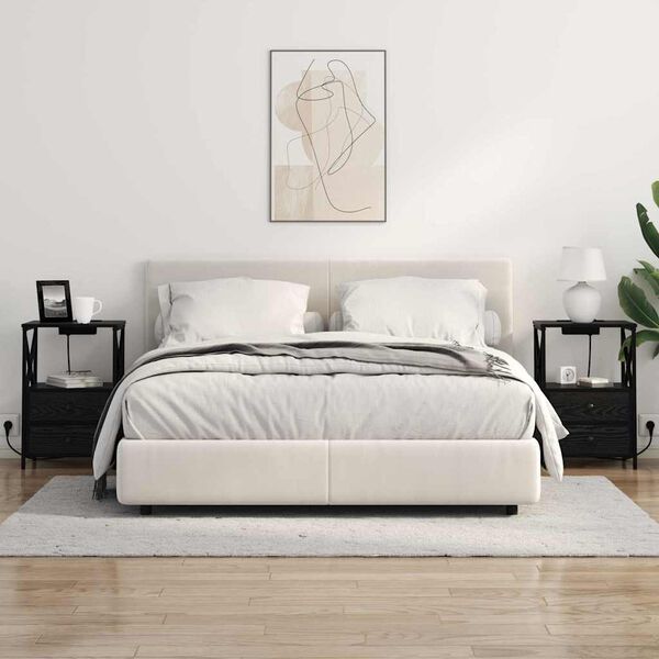 vidaXL Dulap de noapte cu sertar 2 pcs Stejar Negru 40 x 31 x 60 cm