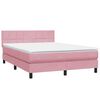 vidaXL Pat box spring cu saltea, roz, 160x220 cm, catifea