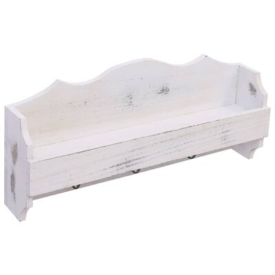 vidaXL Cuier de perete, alb, 50 x 10 x 23 cm, lemn