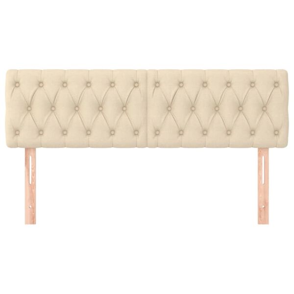 vidaXL Tăblii de pat, 2 buc, crem, 72x7x78/88 cm, textil