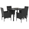 vidaXL Set mobilier de grădină cu perne 5 piese negru poliratan&sticlă