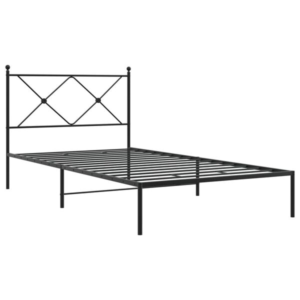 vidaXL Cadru de pat din metal cu tăblie, negru, 100x200 cm